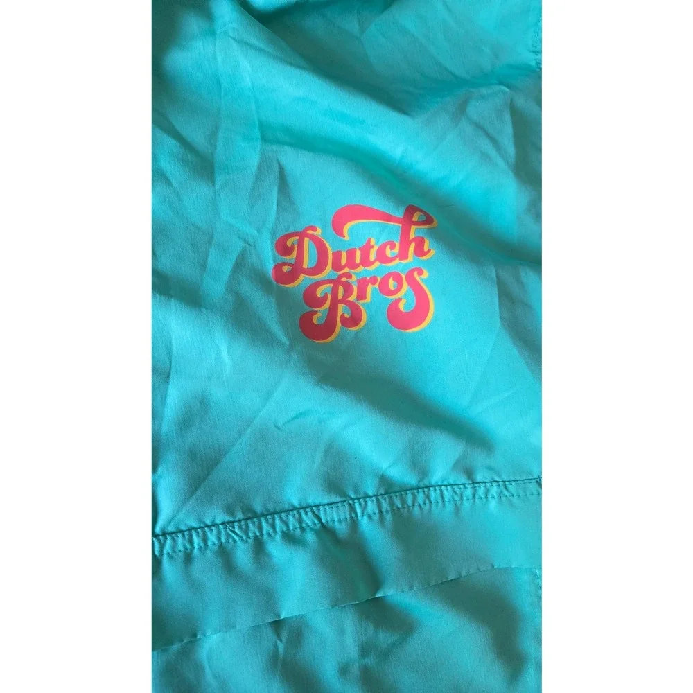 Dutch Bros Coffee Windbreaker‎ Jacket Large Aqua Teal Employee Exclusive